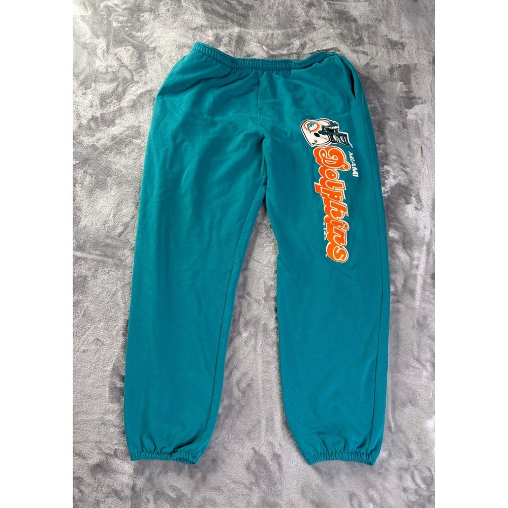 Jerzees Miami Dolphins Football Sweatpants 1990s Unisex Teal side pockets